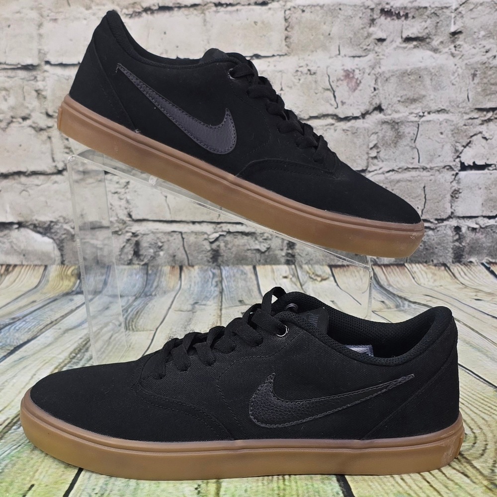 Nike SB Check Solarsoft Sneakers Mens 9 Black Gum Canvas Skate Shoes 843896-009 - Picture 2 of 10